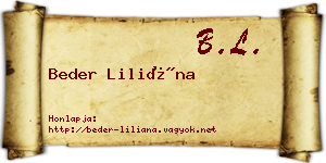 Beder Liliána névjegykártya